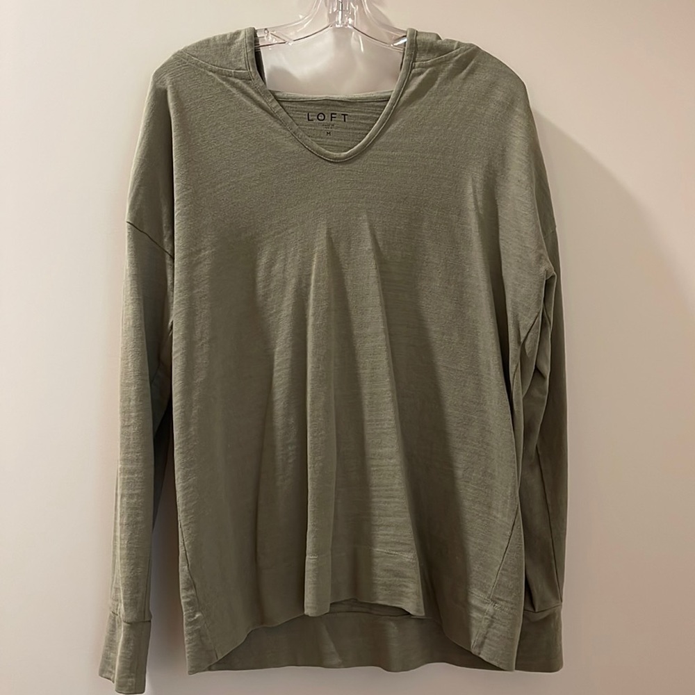 Loft Green Long Sleeve Hooded Top